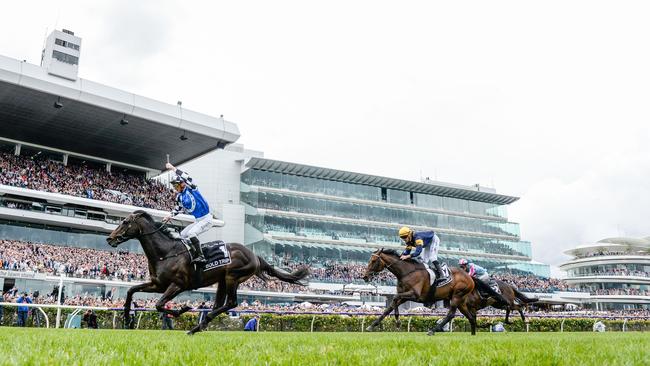 Gold Trip wins the 2022 Melbourne Cup. Picture: Brett Holburt–Racing Photos via Getty Images