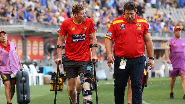 Matt Rowell faces another long stint on the sidelines, leaving Gold Coast with a big hole to fill. Picture: Getty Images