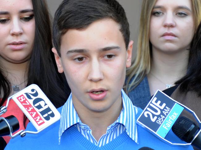 Stuart Kelly speaks to the media after the sentence appeal hearing for Thomas’s killer Kieran Loveridge. Picture: Dean Lewins/AAP