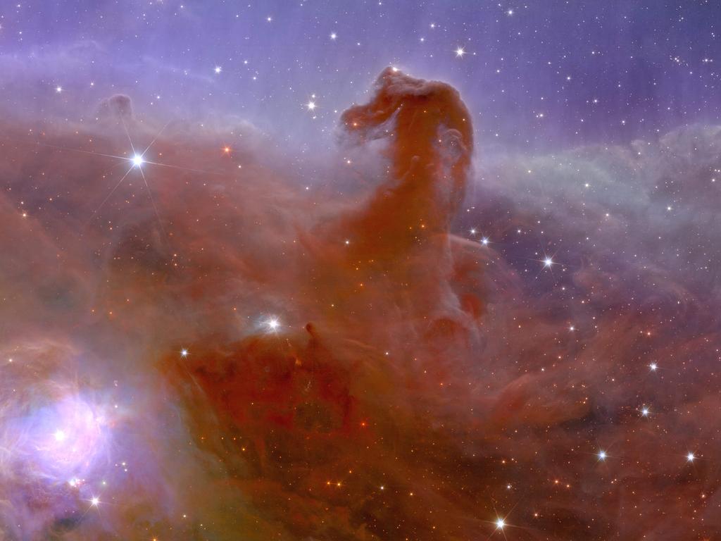 This undated handout obtained on November 2, 2023 from the European Space Agency ESA shows an alternative crop of astronomical image of a Horsehead Nebula taken during ESA's Euclid space mission, which is built and operated by the European Space Agency ESA and with contributions from NASA. The first images from Europe's Euclid space telescope were released on November 7, showing a nebula resembling a horse's head, never-before-seen distant galaxies and even "circumstantial evidence" of elusive dark matter. Euclid blasted off in July on the world's first-ever mission aiming to investigate the enduring cosmic mysteries of dark matter and dark energy. It will do so partly by charting one third of the sky -- encompassing a mind-boggling two billion galaxies -- to create what has been billed as the most accurate 3D map of the universe ever. (Photo by HANDOUT / ESA/Euclid/Euclid Consortium/NASA / AFP) / RESTRICTED TO EDITORIAL USE - MANDATORY CREDIT "AFP PHOTO/ESA/EUCLID/EUCLID CONSORTIUM/NASA" - NO MARKETING NO ADVERTISING CAMPAIGNS - DISTRIBUTED AS A SERVICE TO CLIENTS