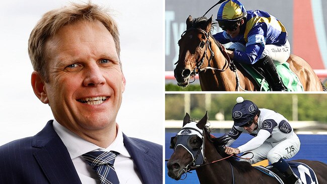 Trainer Bjorn Baker has a two-pronged attack on Saturday's Five Diamonds with Iknowastar (top right) and Amor Victorious. Pictures: Jeremy Ng / Getty Images