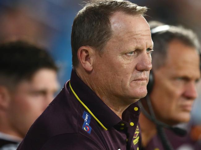 GOLD COAST, AUSTRALIA - FEBRUARY 19: Broncos coach Kevin Walters looks on during the NRL trial match between the Gold Coast Titans and the Brisbane Broncos at Cbus Super Stadium on February 19, 2022 in Gold Coast, Australia. (Photo by Chris Hyde/Getty Images)