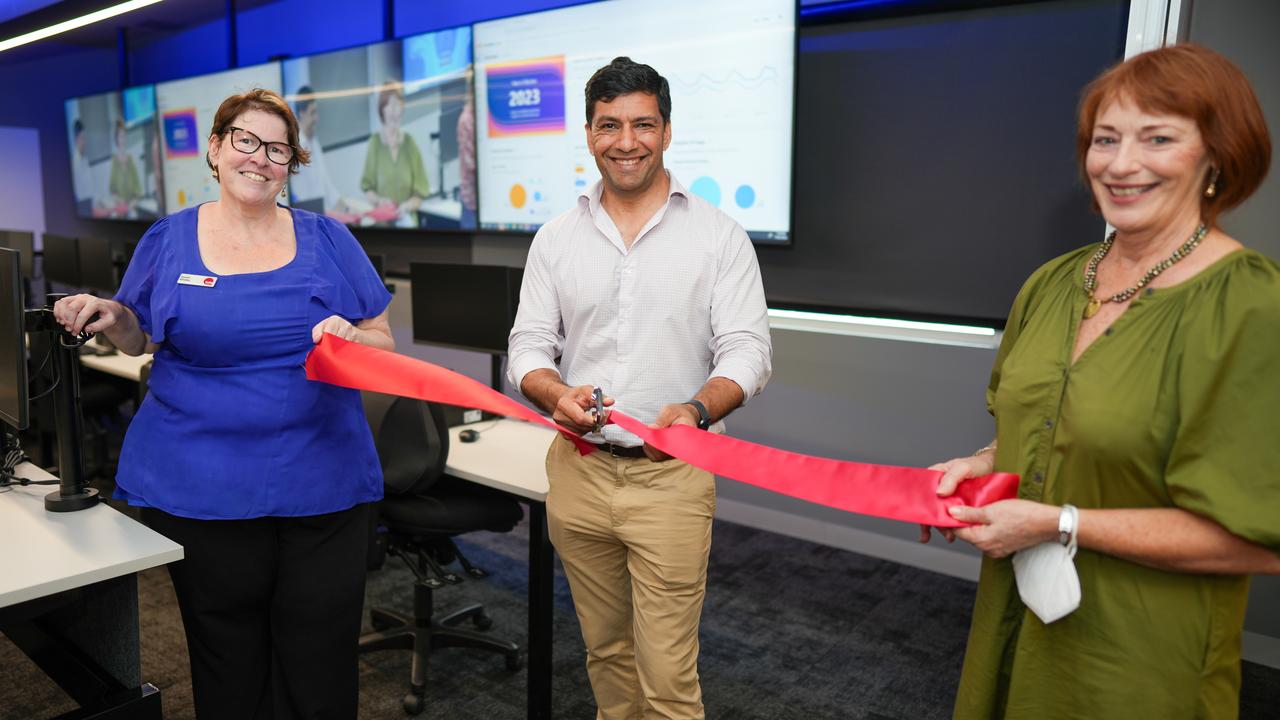 TAFE Queensland north general manager Susan Kinobe, Skills and Training Minister Lance McCallum and TAFE Queensland board chair Jane Seawright. Picture: Nuno Avendano