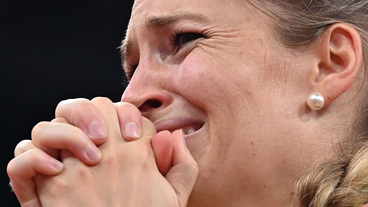 Barber was moved to tears on realising she had won bronze. Picture: AFP