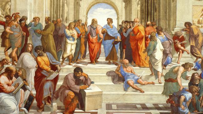 Raphael’s famous fresco The School of Athens, with Plato and Aristotle at the centre. Picture: Getty