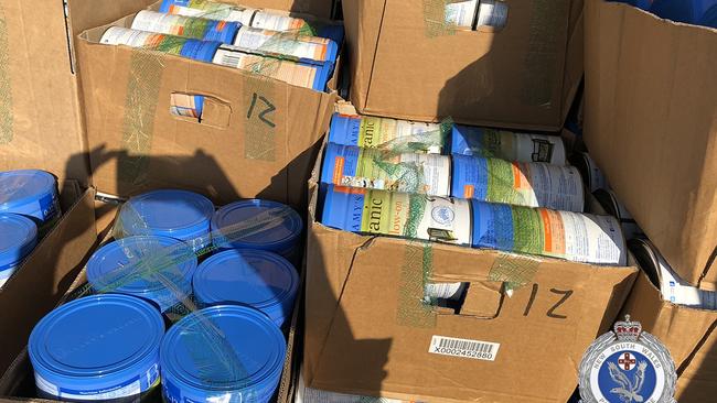 Police allege thousands of shipments of baby formula have been sent to China. Picture: NSW Police 