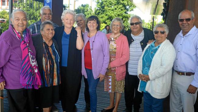 Patricia Leisha, Amy Lester, James White, Rose Swadling, Carol Willie, June Hornung, Millie Ahman, Esme Wesser, Nicky Hatfield and David Thompson at the Murri Binda Statement. Picture: Jann Houley