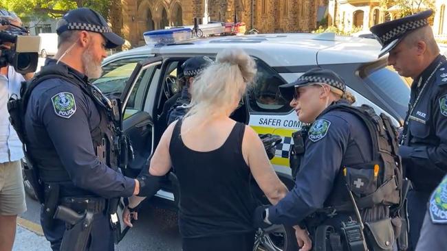 The 56yo West Croydon woman was arrested and charged with disorderly behaviour. Picture: Supplied.