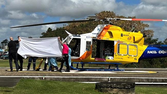 Ross Tighe was flown to Mackay Base Hospital after suffering a gunshot wound to the abdomen on the 4th August, 2022. Picture: ABC/Melissa Maddison