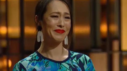 Melissa had tears in her eyes while saying goodbye to Callum Hann. Picture: Channel 10