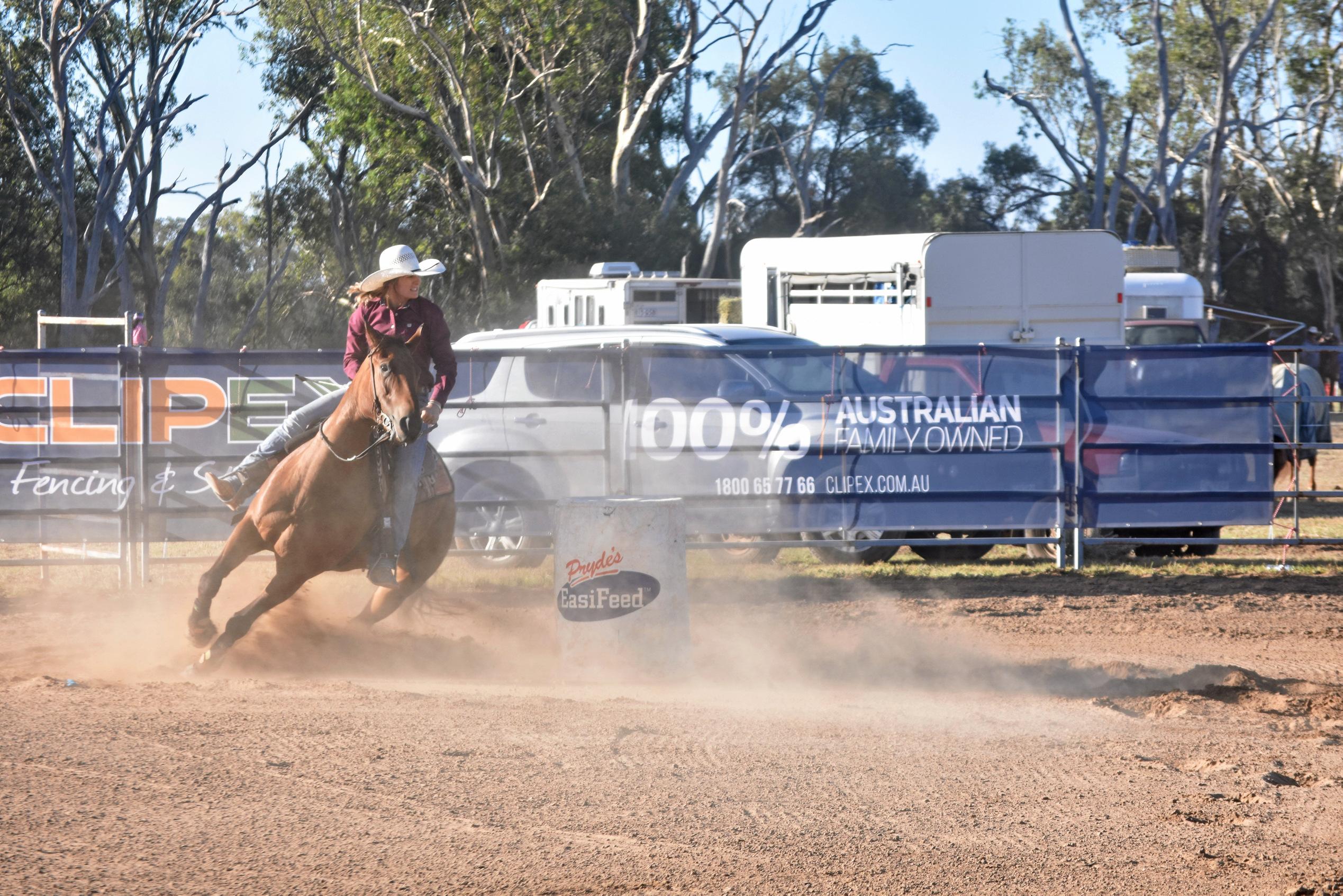 3D barrel racing, Ayers Jackpot. Picture: Jorja McDonnell