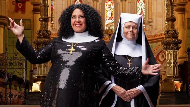 Casey Donovan and Genevieve Lemon in Sister Act the Musical. Picture: Benny Capp