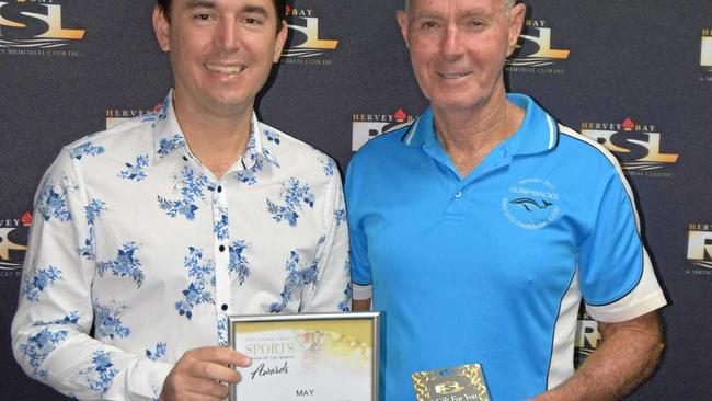 REWARD: Mayor George Seymour presents Peter McMonagle with the Senior Sportsperson of the Month Award. Picture: Brendan Bowers