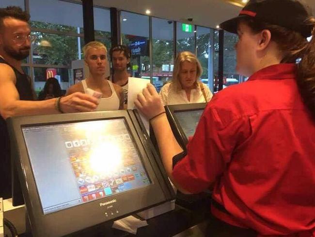 Justin Bieber ordering McDonalds at Cremorne. Picture: Facebook
