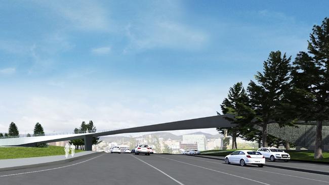 An artist’s impression of  the Queens Domain footbridge proposal. Picture: SUPPLIED