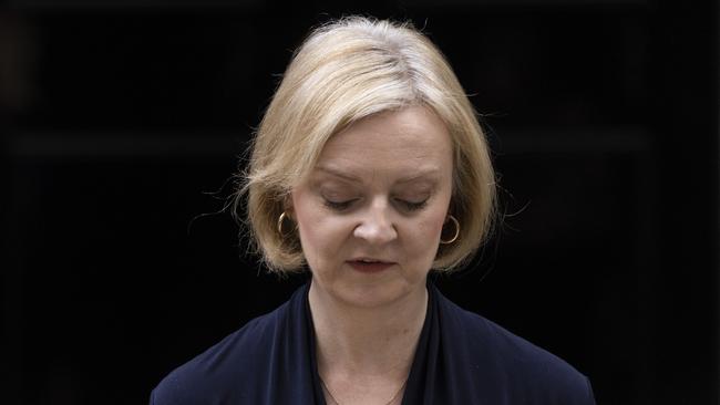 Liz Truss speaks in Downing Street as she resigns as Prime Minister.