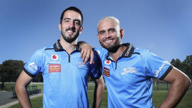 Cam Valente (left) starred with the bat for Port Adelaide on Saturday. Picture: Sarah Reed