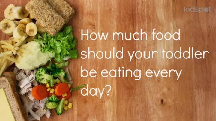 Toddler nutrition: this video outlines the amount of food that is healthy for a toddler to consume.