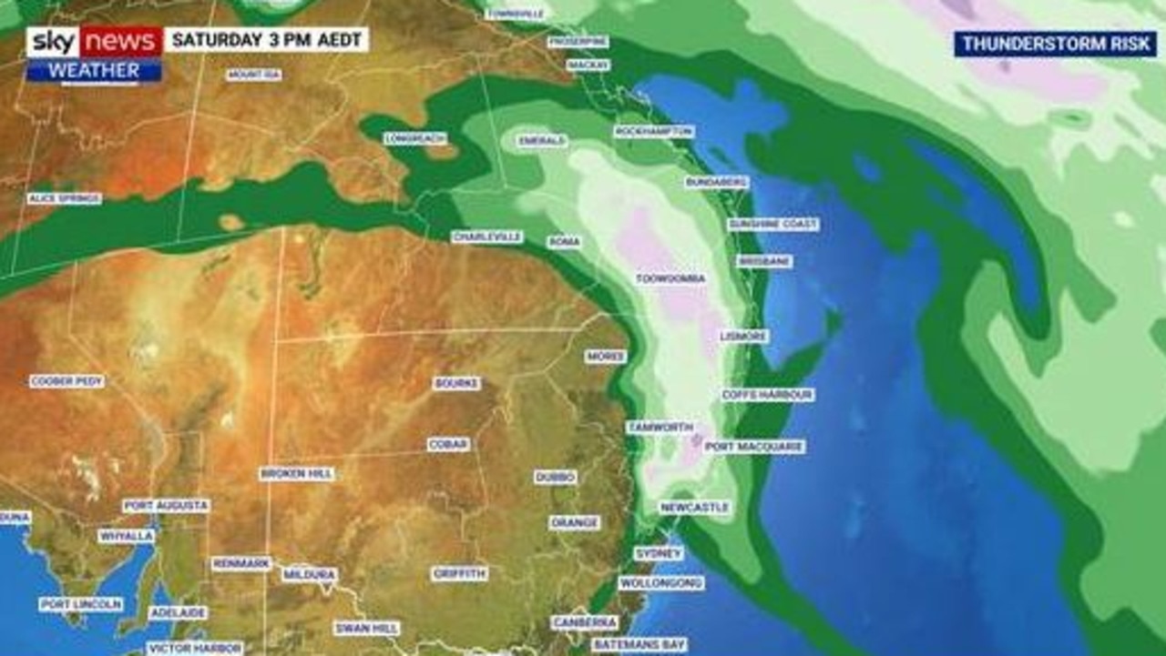 A stormy weekend could be in store for the east of Australia. Picture: Sky News Weather.