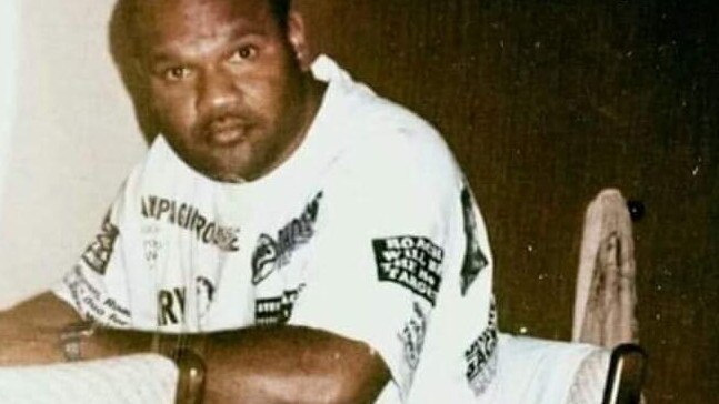 Bernard Namok Snr drawing the Torres Strait Islander flag in 1992. Picture: Supplied