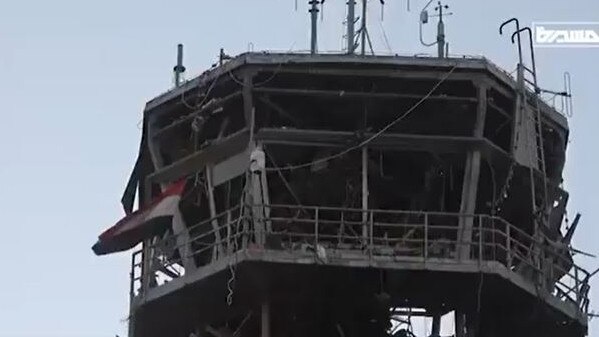 The control tower at Sana'a airport after the strikes. Picture: X.