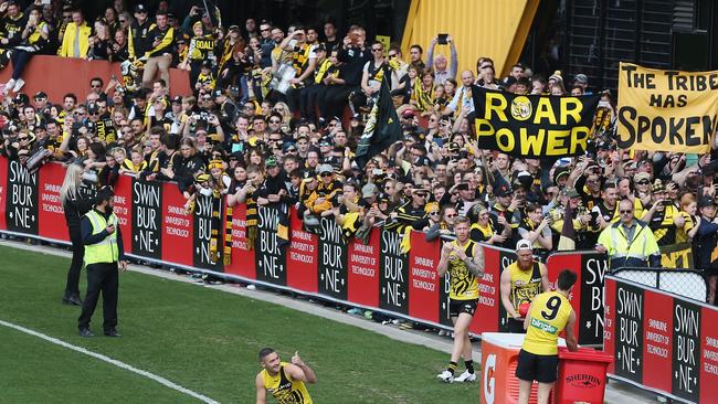The huge crowd at Punt Road Oval on Friday morning. Picture: Michael Dodge/Getty Images