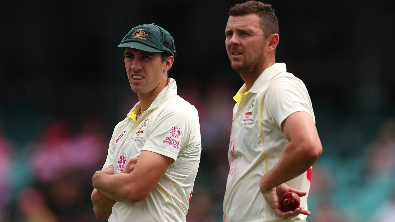 Pat Cummins won’t have Josh Hazlewood for the first Test. Picture: Cameron Spencer/Getty Images