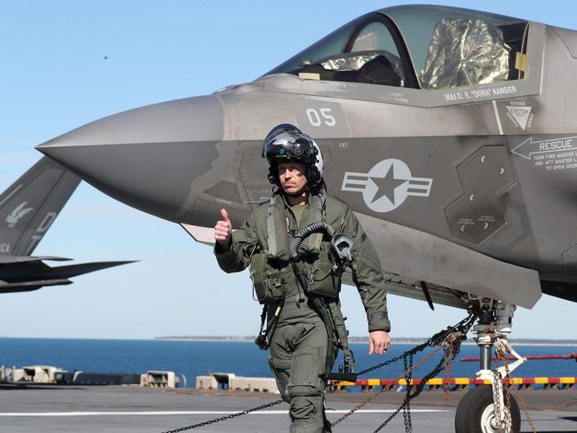 F35 B Joint strike fighter pilot Captain Erik Carlson. Picture: Liam Kidston