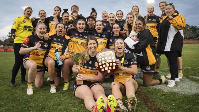 Gatton celebrate their win against Oakey in TRL President's Cup. Picture: Kevin Farmer.