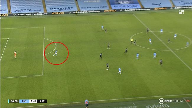 Rodri came from a long way behind the play to affect the lead-up to City's goal.