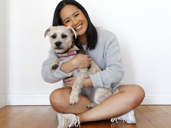 SUN4MON - Sydney vets are being swamped with pet 'helicopter' parents clogging up appointments with minor health concerns leaving animals with serious health issues waiting in line. Birchgrove resident Cassie Geselle knows where to draw the line when it comes to trivial vet appointments, pictured with her dog Duke. Picture: Toby Zerna