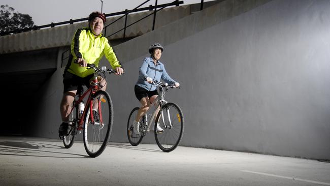 John and Barbara Cormack riding along the Ringwood part of the EastLink Trail.