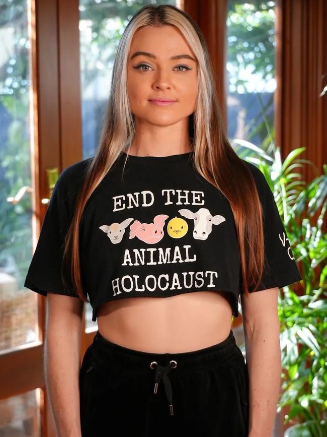 Vegan activist Tash Peterson regularly plans protest across Perth, now she is the target of an upcoming protest. (after shot) Picture: Instagram,