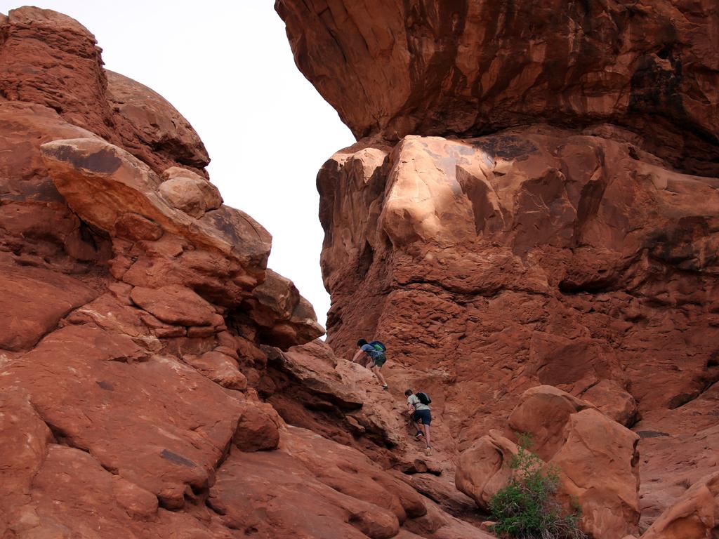 Climbing in the red rock. Picture: Nicholas Eagar