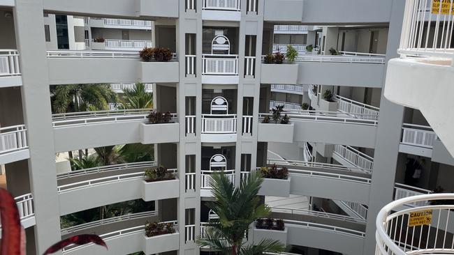 A look outside the freshly painted balcony at DoubleTree Hilton Cairns. Photo: Kristina Puljak