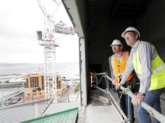 Health Minister Michael Ferguson tours the Royal Hobart Hospital redevelopment. Picture: RICHARD JUPE