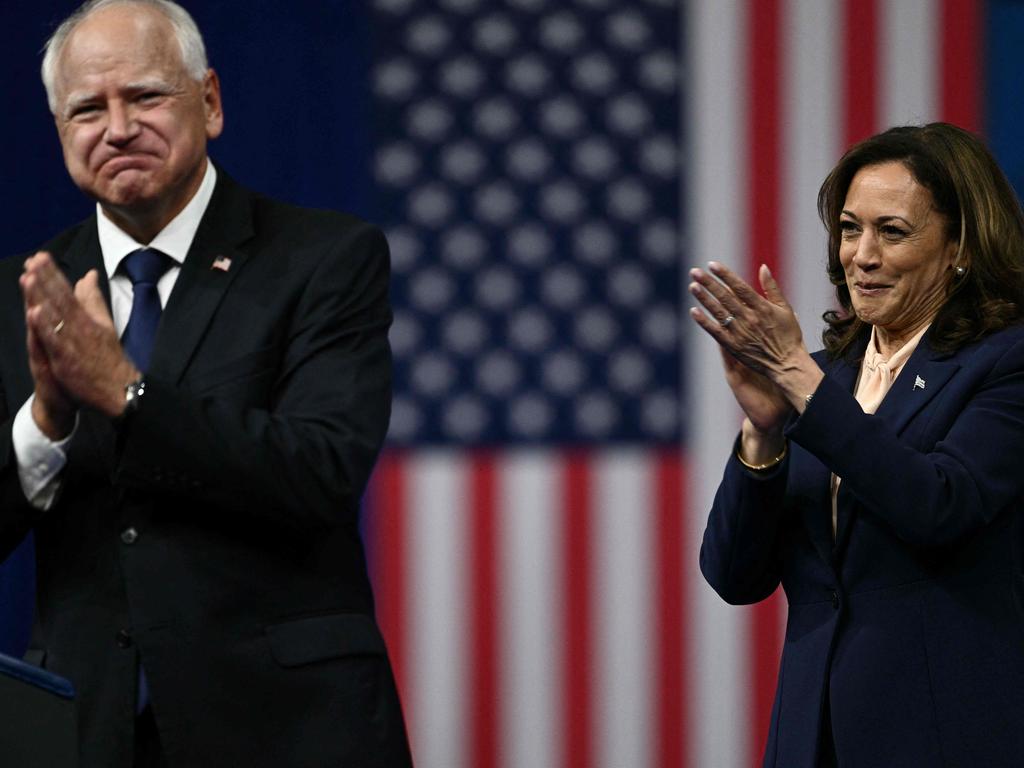 US Vice President and 2024 Democratic presidential candidate Kamala Harris and her running mate Minnesota Gorvernor Tim Walz. Picture: AFP