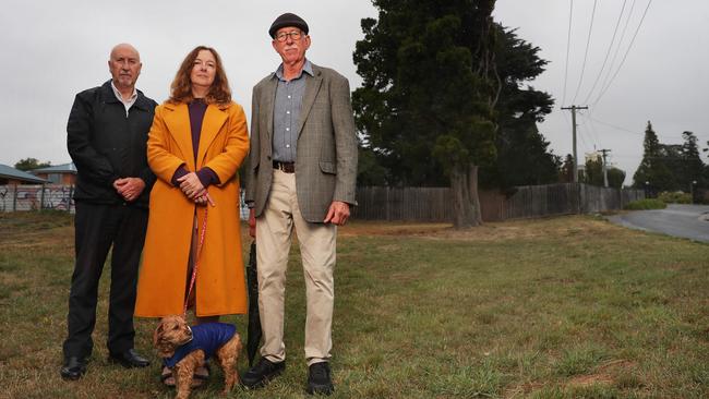 Wayne Flanagan who works in the area with local residents Pauline Elliott with dog Pip and David Kernke, of Claremont House. Picture: Nikki Davis-Jones