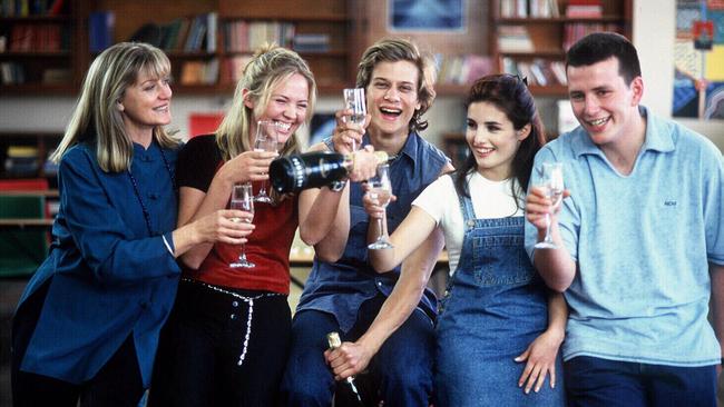 Heartbreak High cast members Tina Bursill, Lara Cox, Rel Hunt, Ada Nicodemou and Sebastian Goldspink.