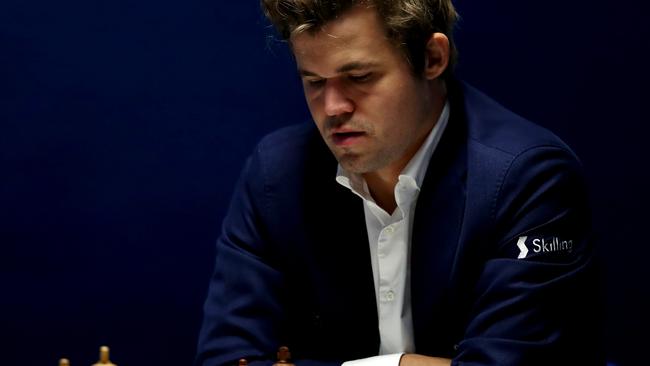 Magnus Carlsen stunned the chess world by resigning after playing one move against Hans Niemann. Picture: Dean Mouhtaropoulos/Getty Images