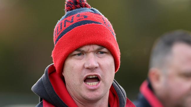 Tullamarine coach David Connell during the EDFL Tullamarine v Westmeadows football match in Tullamarine, Saturday, June 22, 2019. Picture: Andy Brownbill