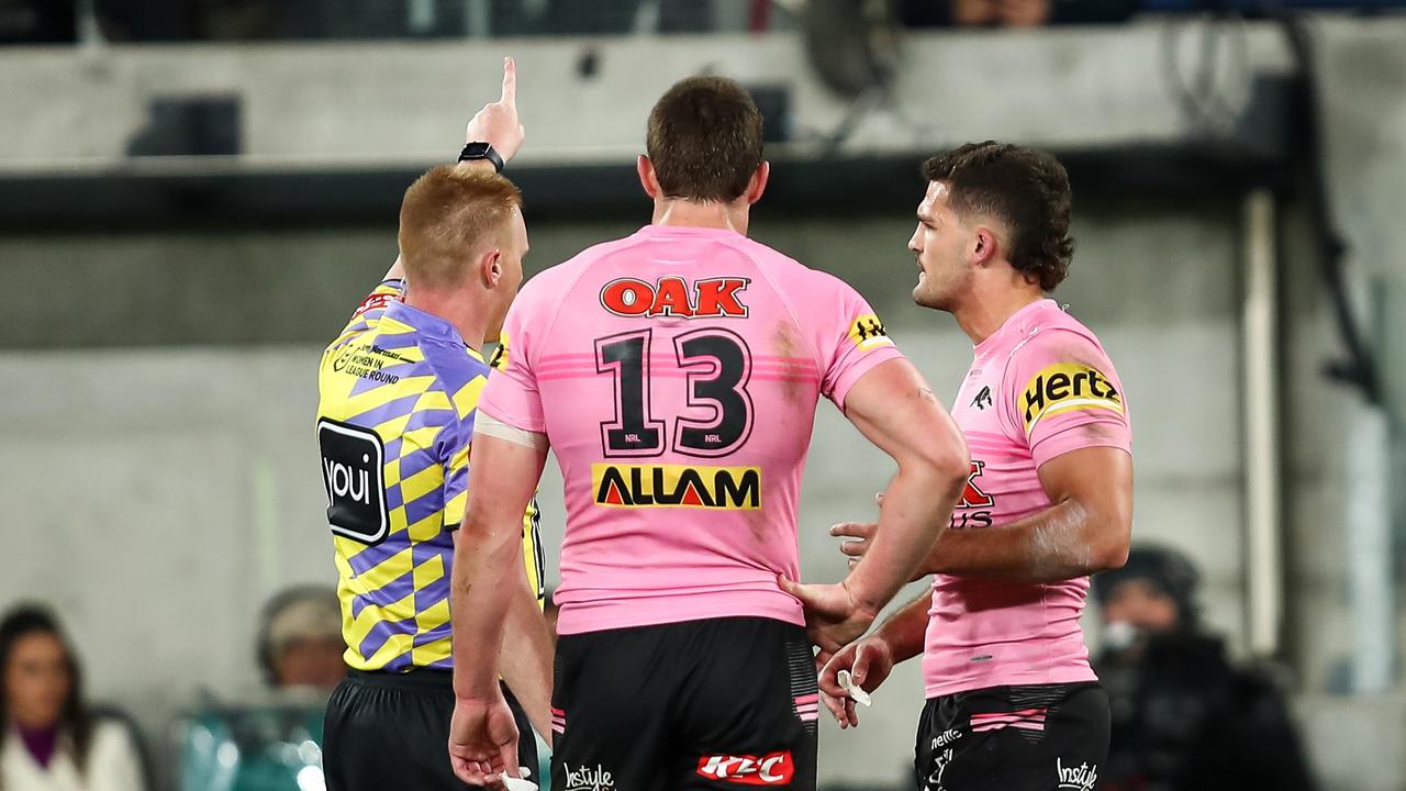 Nathan Cleary won’t play until the finals after his spear tackle on Dylan Brown. Picture; NRL Photos