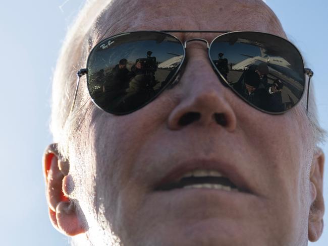 US President Joe Biden speaks to the press on Saturday. Picture: Andrew Caballero-Reynolds/AFP