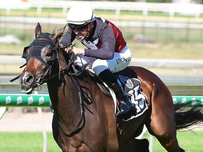 Purrfect Deal winning at Doomben. Picture: trackside Photography