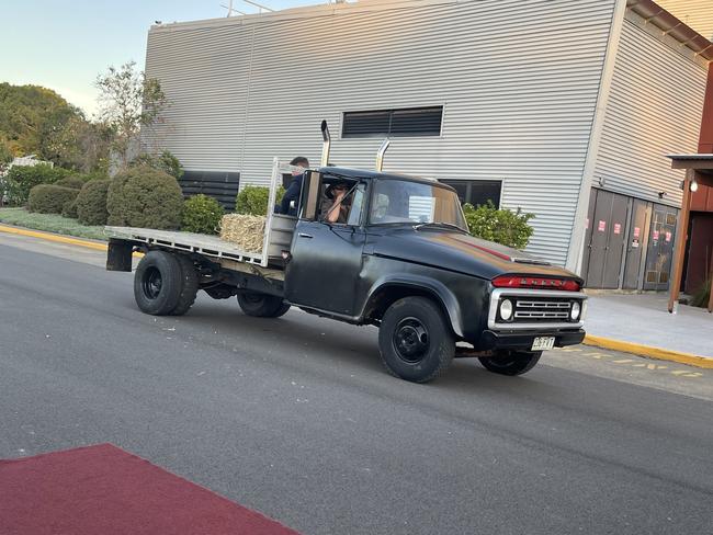 A stylish arrival at the formal.