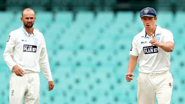 Nathan Lyon and Steve O'Keefe, Moore Park. Picture: Gregg Porteous