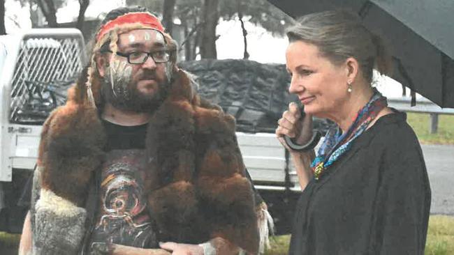 Former environment minister Sussan Ley with Wiradyuri Traditional Owners Central West Aboriginal Corporation’s Jade Flynn.