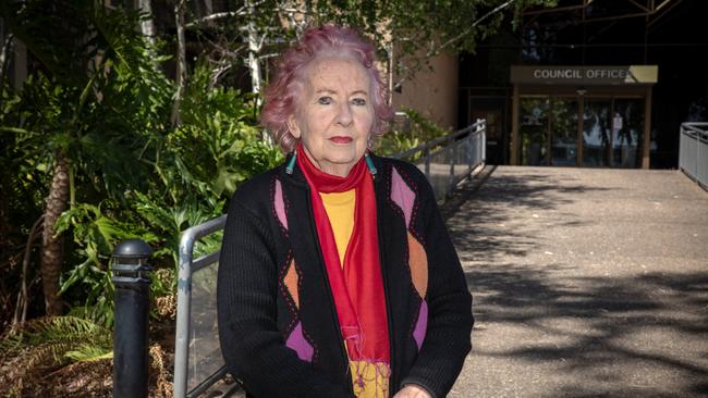 Mary Kolusniewski pictured outside of the Unley Council building, where she has been banned from attending meetings. Picture: Emma Brasier