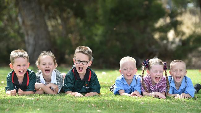 Noah, Ava, Ollie Beaton, 5, and Ashton, Isabelle, Zac Lally, 5. Picture: Nicki Connolly