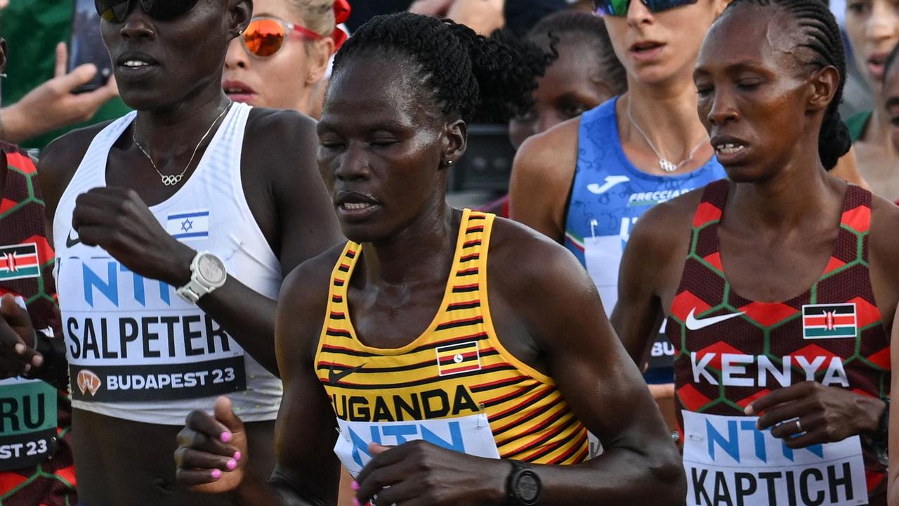 Uganda's Rebecca Cheptegei competing at the World Athletics Championships in Budapest in 2023. Photo by Ferenc ISZA / AFP